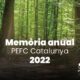 Portada Memoria con árboles de fondo un bosque verde de Catalunya
